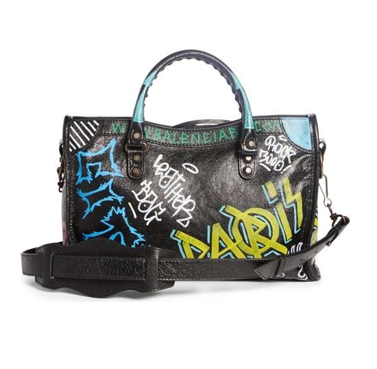 【関税込】 新作◆BALENCIAGA◇City Graffiti レザー トート S ブラック 7090104